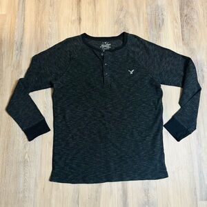 American Eagle Outfitters Charcoal Long Sleeve Henley Large